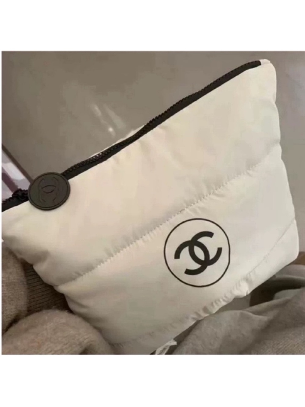 Chanel Beauty Cosmetic Bag White